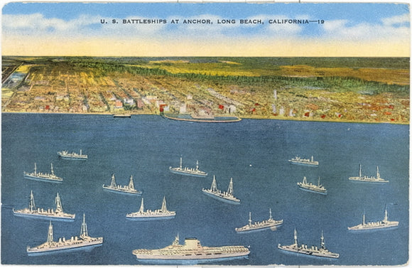 U. S. Battleships at Anchor, Long Beach, CA - Carey's Emporium