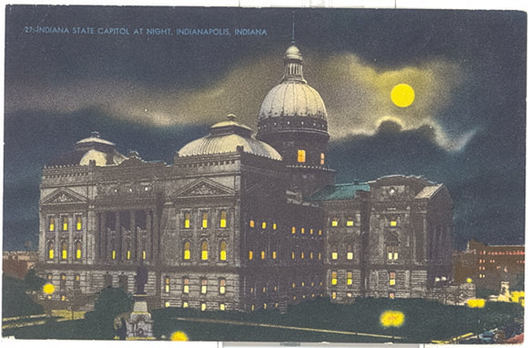 Indiana State Capitol at Night, Indianapolis, IN - Carey's Emporium