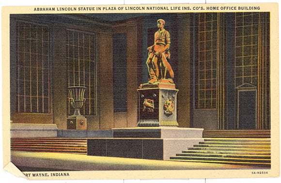 Abraham Lincoln Statue in Plaza of Lincoln National Life Ins. Co's. Home Office Building, Fort Wayne, IN - Carey's Emporium