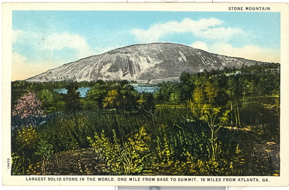 Stone Mountain, Largest Solid Stone in the World, One Mile From Base To Summit, 16 Miles From Atlanta, GA - Carey's Emporium
