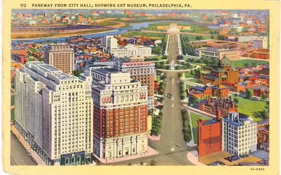 Parkway from City Hall, Showing Art Museum, Philadelphia, PA - Carey's Emporium