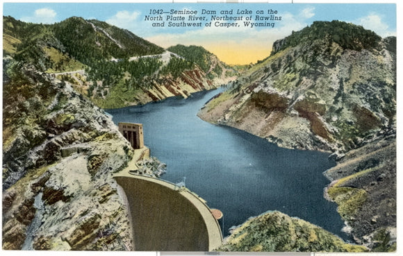 Seminole Dam and Lake on the North Platte River, Northeast of Rawlins and Southwest of Casper, Wyoming, WY - Carey's Emporium