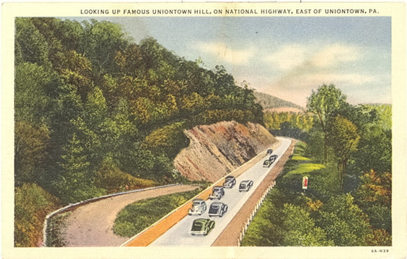 Looking Up Famous Uniontown hill, On National Highway, East of Uniontown, Uniontown, PA - Carey's Emporium