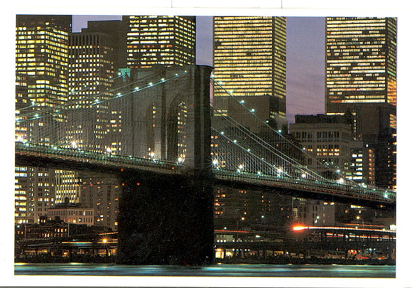 Night Spectacle of Brooklyn Bridge and glittering downtown New York skyline, NY - Carey's Emporium