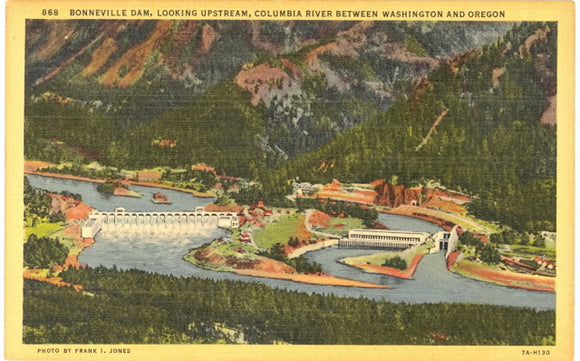 Bonneville Dam, Looking Upstream, Columbia River Between Washington and Oregon - Carey's Emporium
