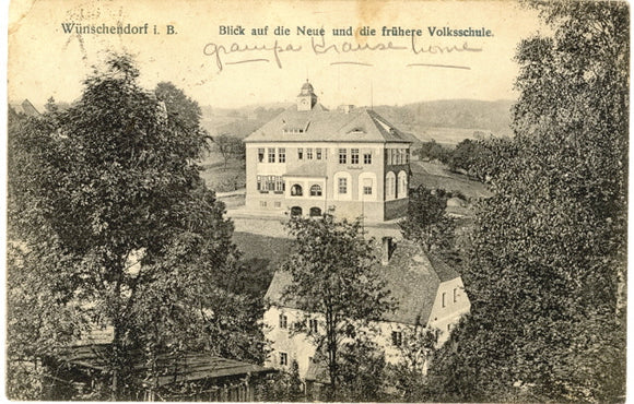 Blick auf die Neue und die fruhere Volksschule, Wunschendorf - Carey's Emporium
