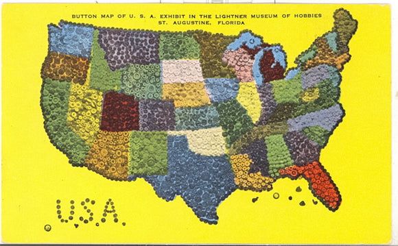 Button Map of U.S.A. Exhibit in the Lightner Museum of Hobbies, St. Augustine, FL - Carey's Emporium