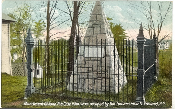 Monument of Jane McCrae who was scalped by the Indians near Ft. Edward, NY - Carey's Emporium