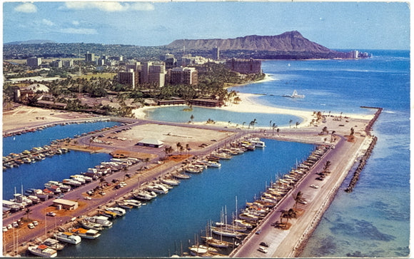 The Honolulu Yacht Harbor as seen from the air, Honolulu, HI - Carey's Emporium