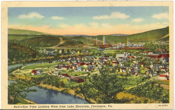 Bird's-Eye View Looking West from Luke Mountain, Covington, VA - Carey's Emporium