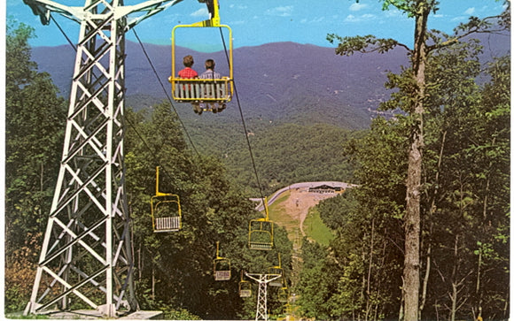 Starting the Return Trip on the Double Chair Lift at the Gatlinburg Ski Resort, Gatlinburg, TN - Carey's Emporium