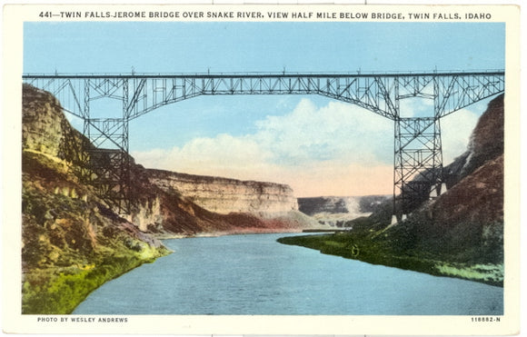 Twin Falls-Jerome Bridge Over Snake River, View Half Mile Below Bridge, Twin Falls, ID - Carey's Emporium