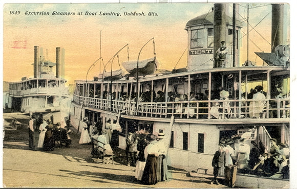 Excursion Steamers at Boat Landing, Oshkosh, WI - Carey's Emporium