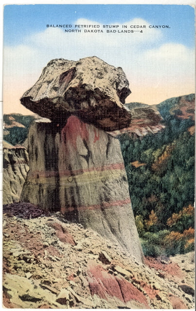 Balanced Petrified Stump in Cedar Canyon, North Dakota Bad-Lands - Carey's Emporium