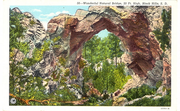 Wonderful Natural Bridge, 20 Ft. High, Black Hills, SD - Carey's Emporium