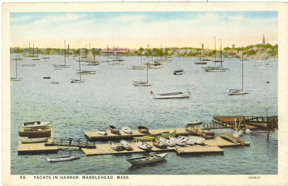 Yachts in Harbor, Marblehead, MA - Carey's Emporium