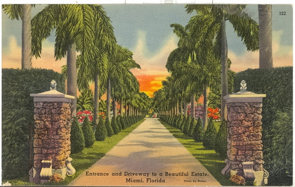 Entrance and Driveway to a Beautiful Estate, Miami, FL - Carey's Emporium