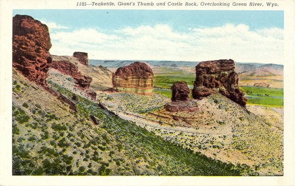 Teakettle, Giant's Thumb and Castle Rock, Overlooking Green River, WY - Carey's Emporium