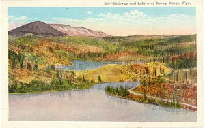 Highway and Lake over Snowy Range, WY - Carey's Emporium