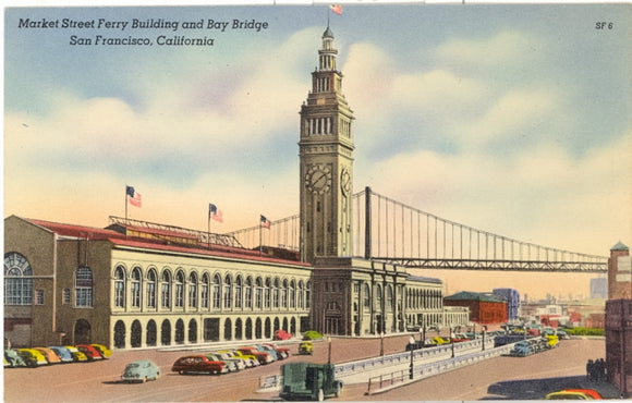 Market Street Ferry Building and Bay Bridge, San Francisco, CA - Carey's Emporium