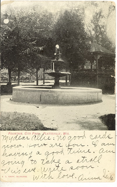 Fountain, City Park, Platteville, WI - Carey's Emporium