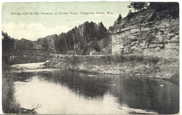 Irvine Park Bridge and Rocky Scenery, Chippewa Falls, WI - Carey's Emporium
