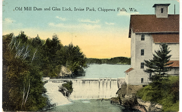 Old Mill Dam and Glen Lock, Irvine Park, Chippewa Falls, WI - Carey's Emporium