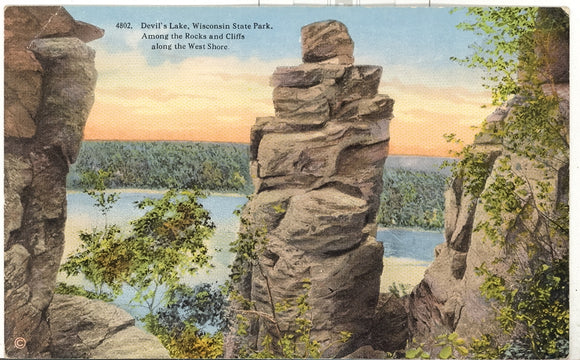 Among the Rocks and Cliffs along the West Shore, Devil's Lake, Wisconsin State Park - Carey's Emporium
