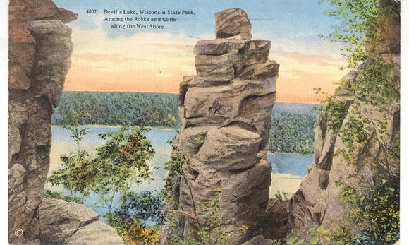 Among the Rocks and Cliffs along the West Shore, Devil's Lake, Wisconsin State Park - Carey's Emporium
