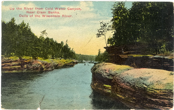 Up the River from Cold Water Canyon, Near Clam Banks, Dells of the Wisconsin River - Carey's Emporium