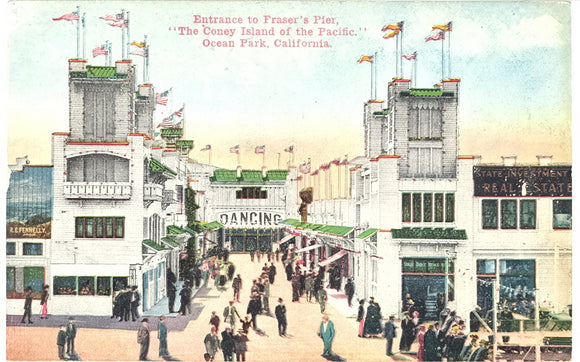 Entrance to Fraser's Pier, The Coney Island of the Pacific, Ocean Park, CA - Carey's Emporium