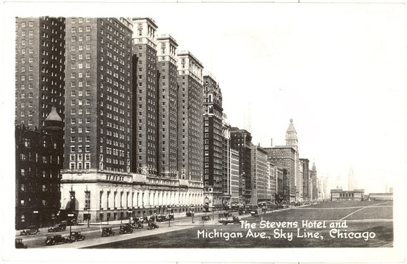 The Stevens Hotel and Michigan Ave., Sky Line, Chicago, IL - Carey's Emporium