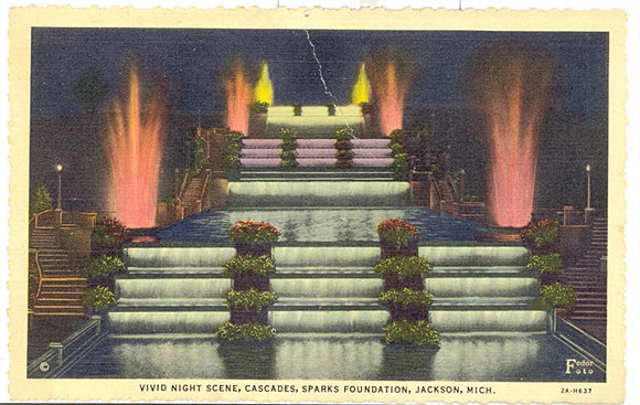 Vivid Night Scene, Cascades, Sparks Foundation, Jackson, MI - Carey's Emporium