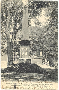 Concord Bridge with Monument in Foreground and the Minute Man in the Distance, Across the Bridge, Concord, MA - Carey's Emporium