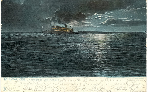 Moonlight on Lake Michigan, Milwaukee, WI - Carey's Emporium