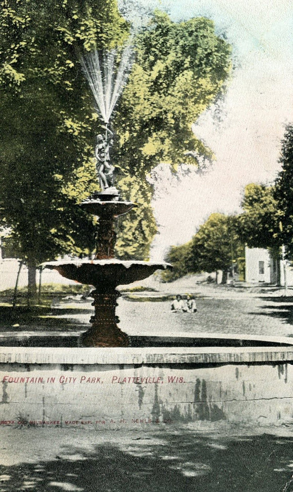Fountain in City Park, Platteville, WI - Carey's Emporium