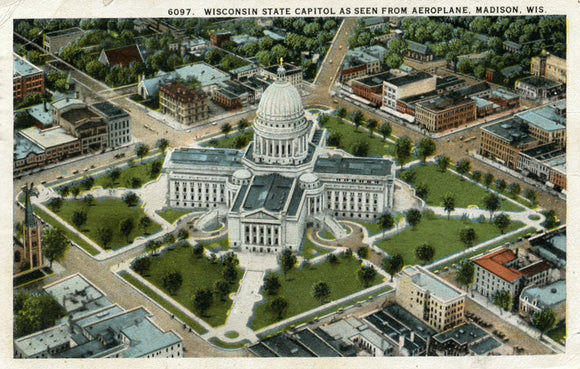 Wisconsin State Capitol as Seen from Aeroplane, Madison, WI - Carey's Emporium