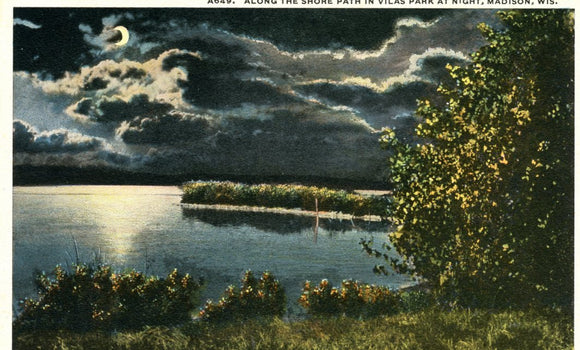 Along the Shore Path in Vilas Park at Night, Madison, WI - Carey's Emporium