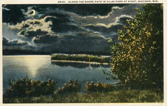 Along the Shore Path in Vilas Park at Night, Madison, WI - Carey's Emporium