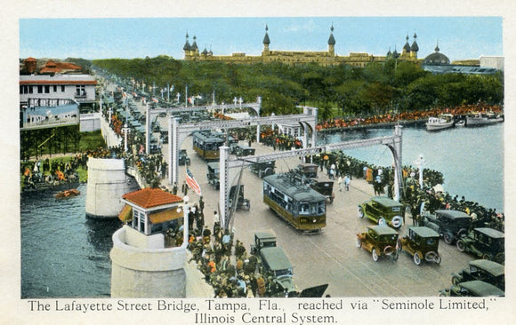 The Lafayette Street Bridge, Tampa, FL, reached via Seminole Limited, Illinois Central System - Carey's Emporium