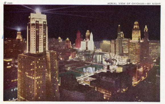 Aerial View of Chicago by Night, Chicago, IL - Carey's Emporium