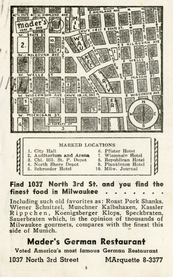 Mader's German Restaurant, Milwaukee, WI - Carey's Emporium