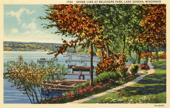 Shore Line at Belvidere Park, Lake Geneva, WI - Carey's Emporium