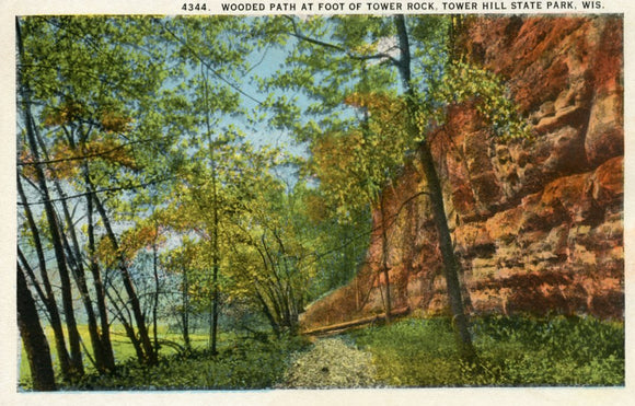 Wooded Path at Foot of Tower Rock, Tower Hill State Park, WI - Carey's Emporium