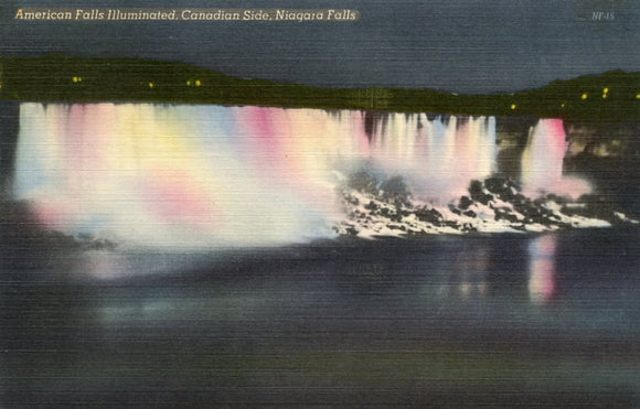 American Falls Illuminated, Canadian Side, Niagara Falls - Carey's Emporium