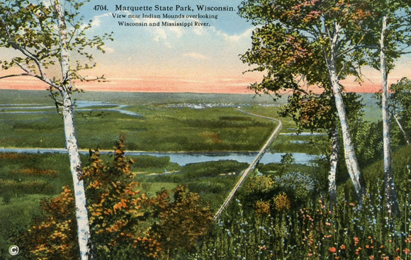 View near Indian Mounds overlooking Wisconsin and Mississippi River, Marquette State Park, WI - Carey's Emporium