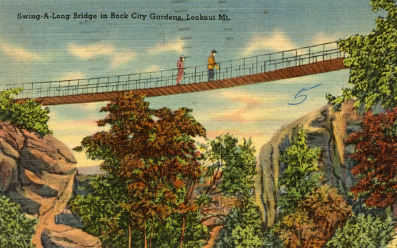 Swing-A-Long Bridge in Rock City Gardens, Lookout Mt., GA - Carey's Emporium