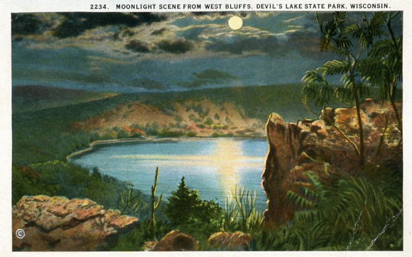 Moonlight Scene from West Bluffs, Devil's Lake State Park, WI - Carey's Emporium