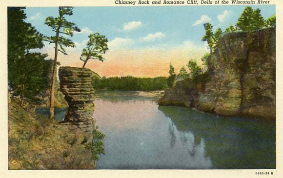 Chimney Rock and Romance Cliff, Dells of the Wisconsin River, WI - Carey's Emporium