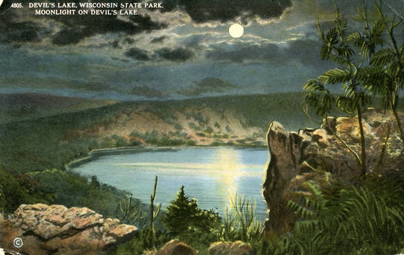 Moonlight on Devil's Lake, Devil's Lake, Wisconsin State Park, WI - Carey's Emporium